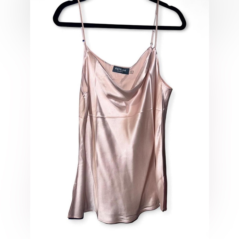 Ravella 100% Silk Pink Cowl Neck Camisole Tank Top Size XL